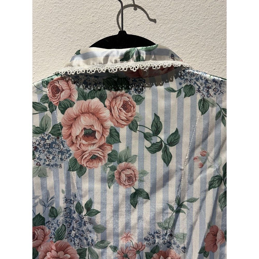 Vintage Coquette Womens Size M/L Sleep Shirt Floral Collar Long Sleeve - Picture 8 of 9